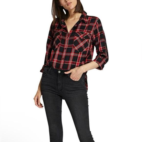 NWOT Sanctuary Boyfriend For Life After Hours Plaid Flannel Button Down Shirt XS - Picture 4 of 15